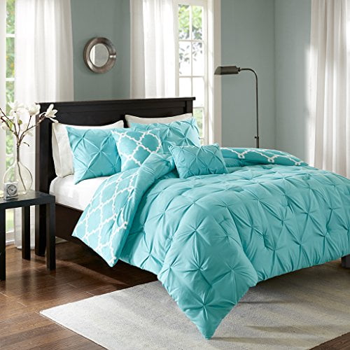 Kasey 5 Piece Reversible Comforter Set Aqua/Multi-Color NEW
